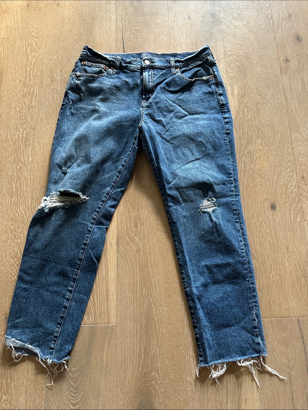 GAP Distressed girlfriend style jeans